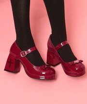 厚底十字架くり抜きパンプス