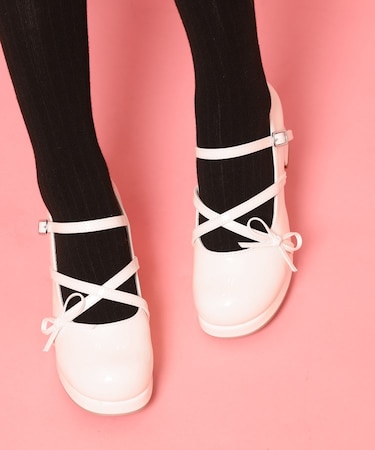 バレエコアリボン付きパンプス