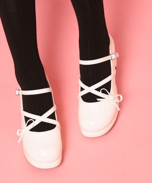 バレエコアリボン付きパンプス