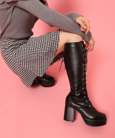 厚底レースアップ