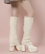 【ラク盛り／ロングブーツ】リピーター続出／脚長美脚 2WAYニットカバーレイヤーロングブーツ