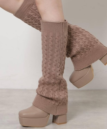 【ラク盛り／ロングブーツ】リピーター続出／脚長美脚 2WAYニットカバーレイヤーロングブーツ