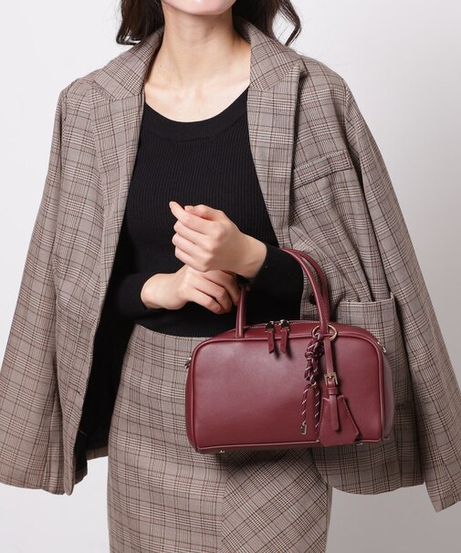 チャーム付横長ボストンバッグ