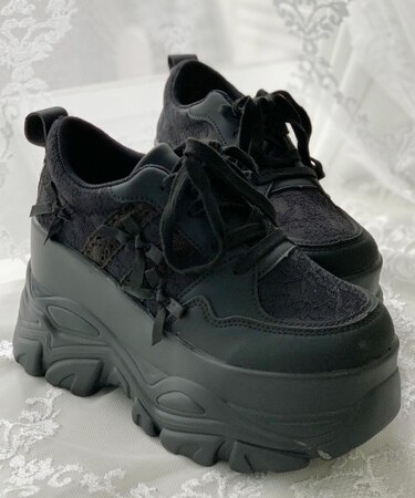 厚底リボンスニーカー