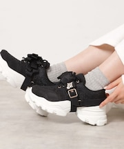 ツインリボンベルト付きラメスニーカー