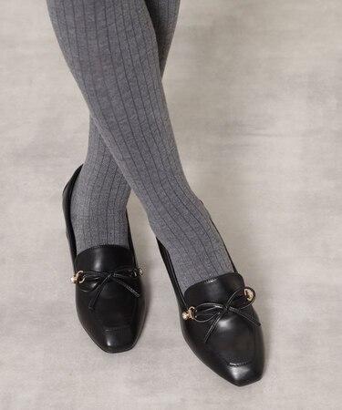 ビジュー付リボンローファー