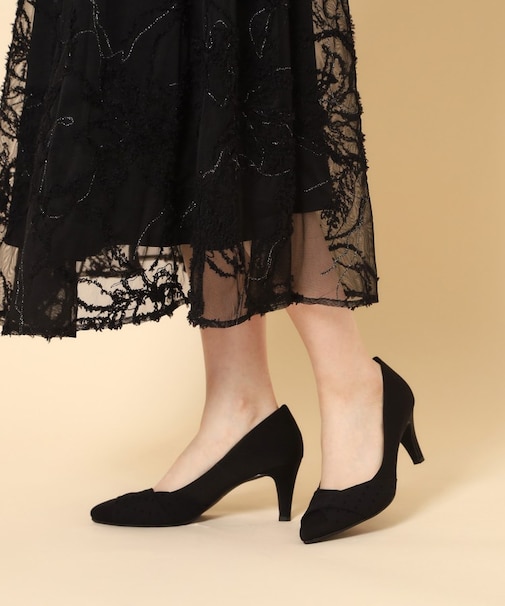 クロスシフォンリボンパンプス