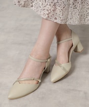 ポインテッドトゥパール調付きセパレートパンプス