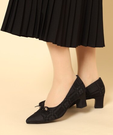 ビジューリボンポインテッドパンプス