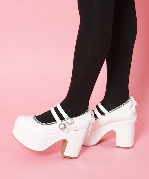 厚底バックリボンパンプス