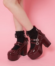 厚底バックリボンパンプス