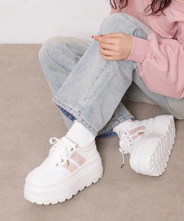 ラメライン厚底スニーカー