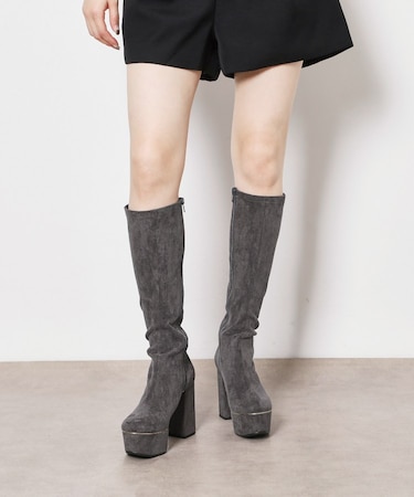 【ラク盛り／ロングブーツ】リピーター続出／脚長美脚 ゴールドラインロング細ブーツ