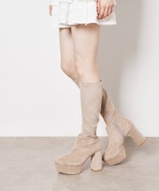 【ラク盛り／ロングブーツ】リピーター続出／脚長美脚 ゴールドラインロング細ブーツ