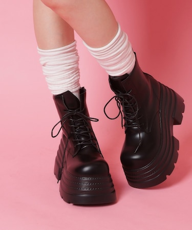 厚底レースアップ