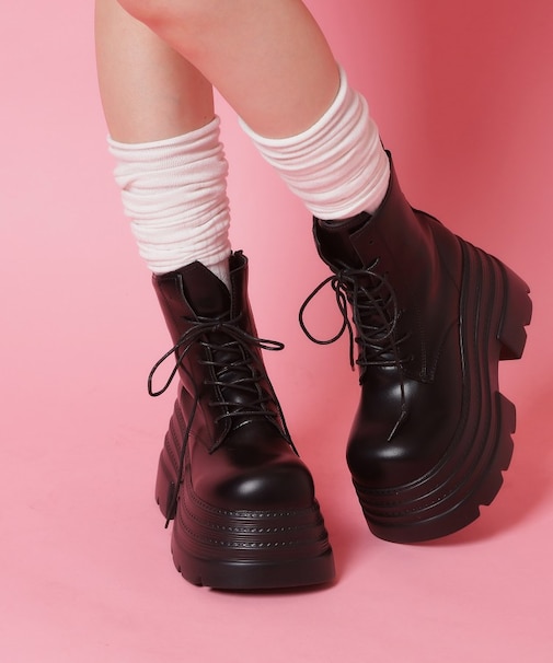 厚底レースアップ