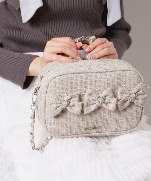 ツイードリボンショルダーバッグ