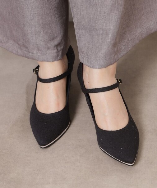 ラメパイピングストラップパンプス