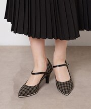 ラメパイピングストラップパンプス