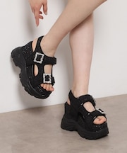 ツイードWビジュースニーカーソールサンダル