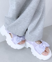 厚底ダブルリボンガーリーサンダル