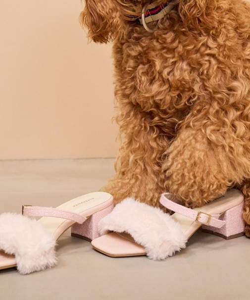 【Fur Collection】フェイクファー付き2WAYミュールサンダル