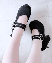 厚底バックリボンパンプス
