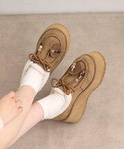 チャーム付き厚底ムートン調シューズ