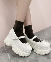 厚底ストラップリボンパンプス