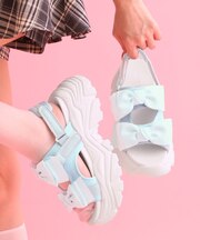 厚底ダブルリボンガーリーサンダル