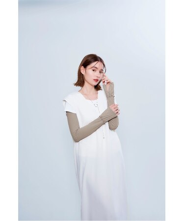 ◆【ひんやり/UV】プレシャスUVリブレイヤードアームカバー