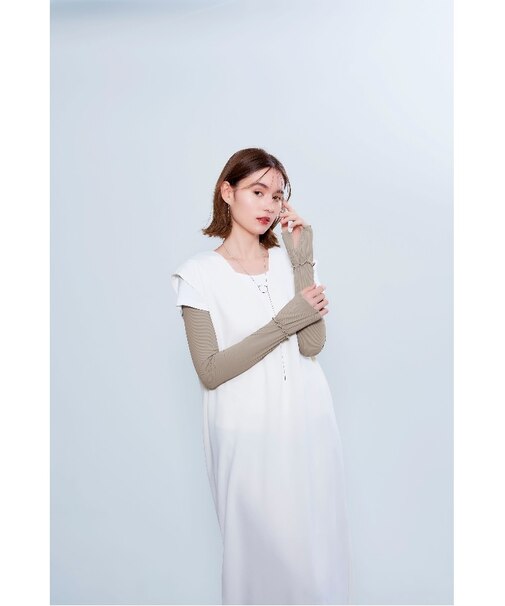 ◆【ひんやり/UV】プレシャスUVリブレイヤードアームカバー