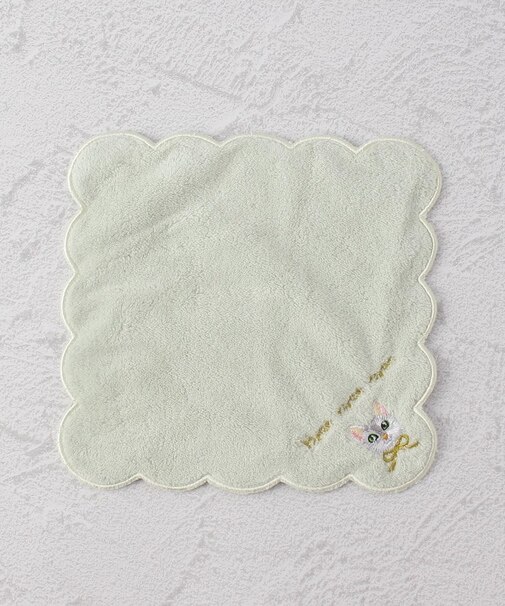 ◆刺繍 タオルハンカチ ネコ