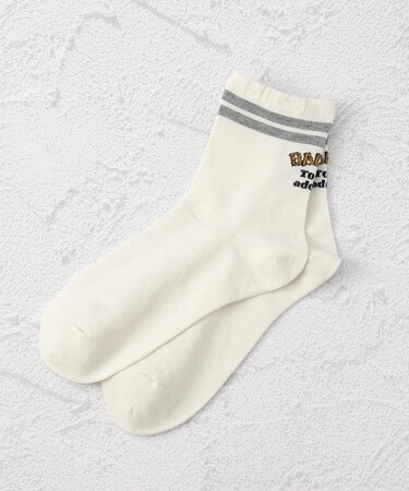 ◆ラテミルク カレッジ風ロゴ クォーターソックス