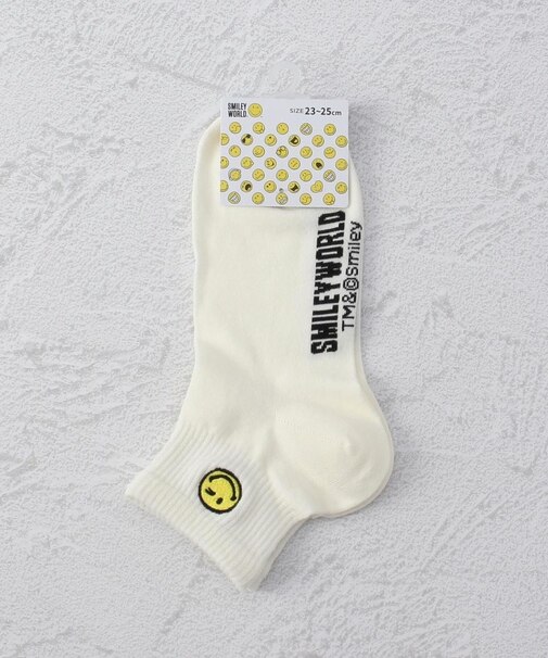 ◆SMILEY WORLD カラー刺繍 クォーターソックス