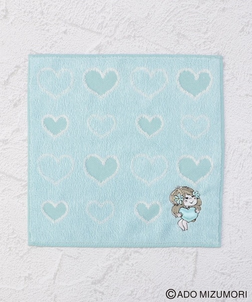 ◆【リンネル4月号掲載】水森亜土 タオルハンカチ ハートのプレゼント