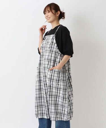 肩紐 裾ゴム入りバルーンワンピース