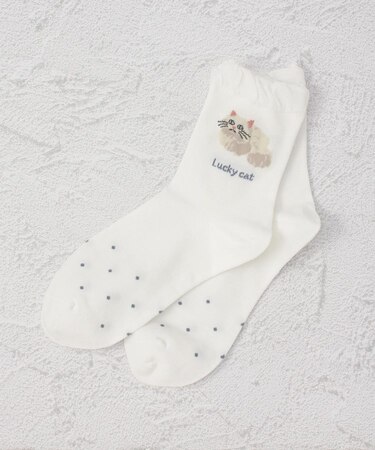 ◆ラッキーモチーフ ラッキーキャット クォーターソックス