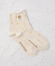 ◆ラッキーモチーフ ブーケ刺繍 クォーターソックス