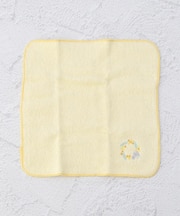 ◆刺繍 タオルハンカチ リース ミモザ