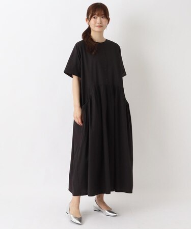 ポプリン ギャザーポケットワンピース