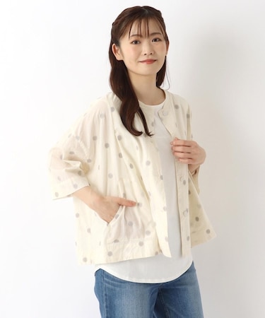 ドット刺繍入り 5分袖ジャケット