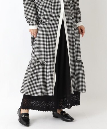 綿麻レーヨン 幅広レース切替 ペチパンツ