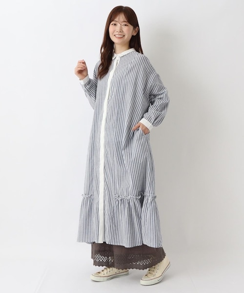 裾ギャザー ロングシャツワンピース｜ワンズテラスの通販｜&mall