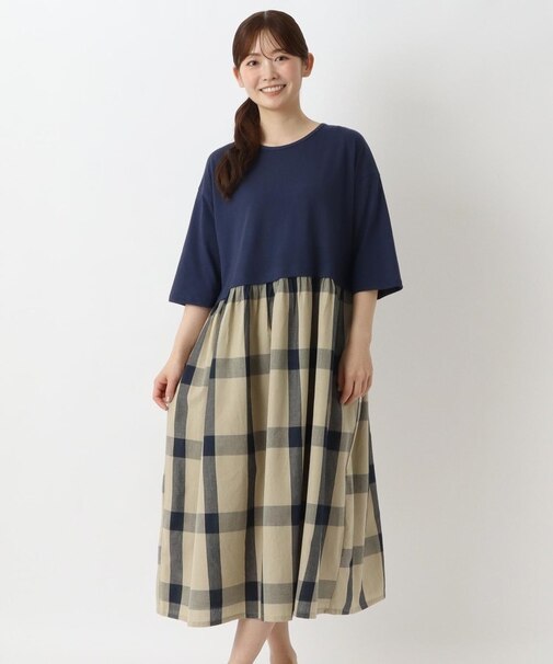 異素材 ドッキングワンピース