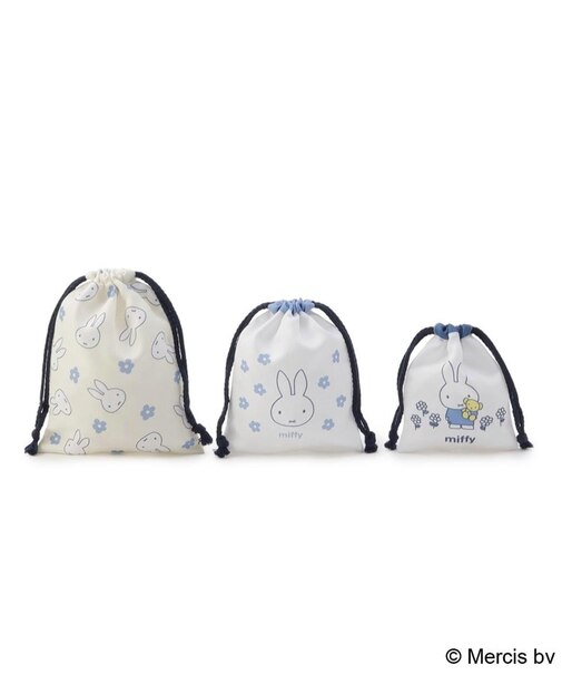 ◆Dick Bruna miffy 巾着 3P ブルードレス