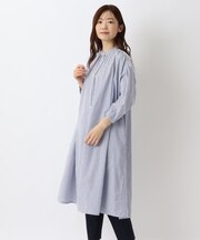 フラワーステッチ刺繍入り シャツワンピース