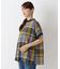 ◆チェック後ろ開きブラウス