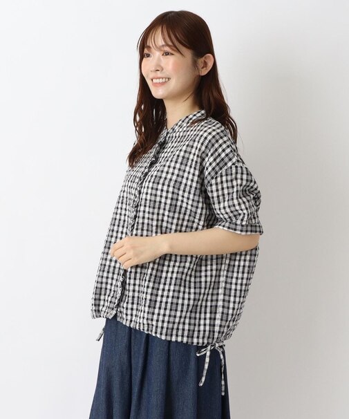 ◆サッカー フロントフリルドロストブラウス