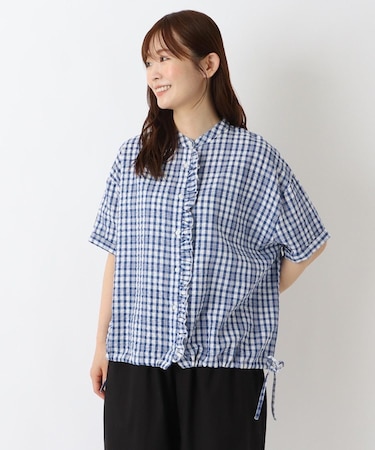 ◆サッカー フロントフリルドロストブラウス